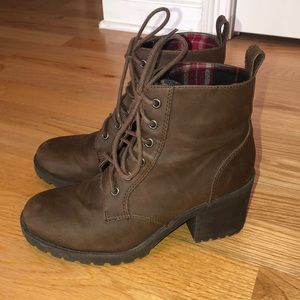 Brown combat boots